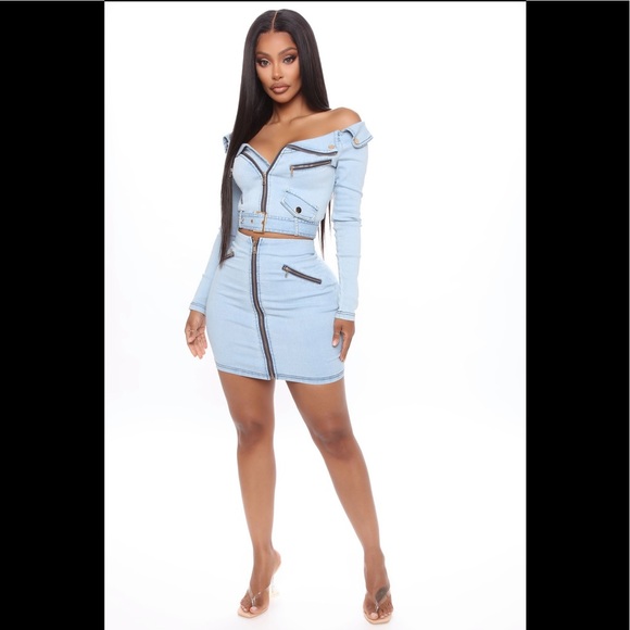 Fashion Nova Dresses & Skirts - Limited Edition 🦄!! Dahlia Denim Skirt Set!! NWT